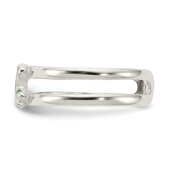 925 Sterling Silver Green Enameled Frog Toe Ring - Picture 4 of 6